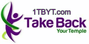 a logo with purple and green text